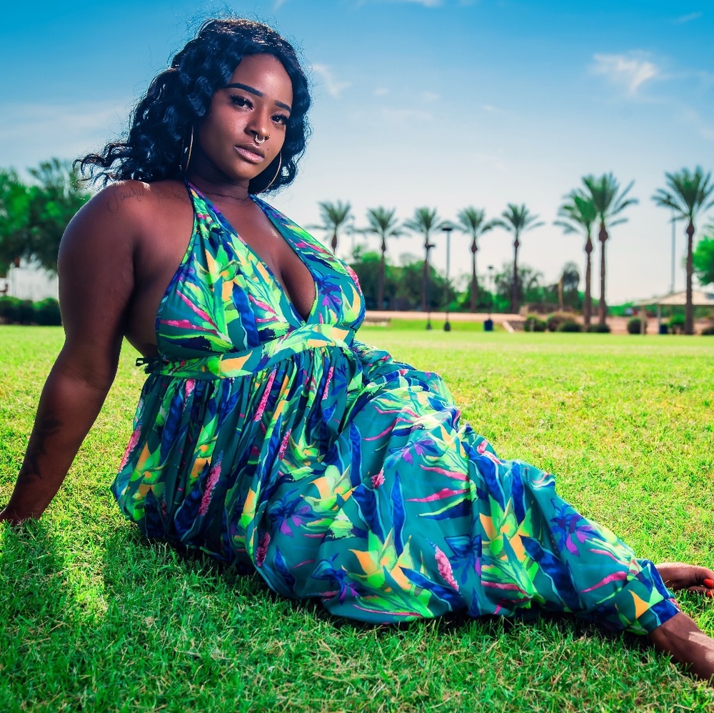 COPY - Green Sheer Halter Dress